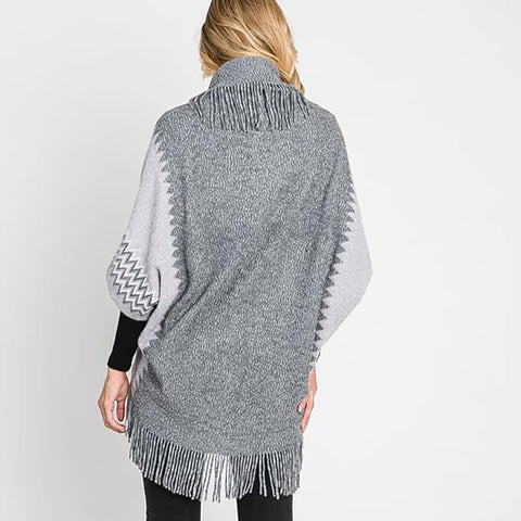 Women Winter Wool Women Cardigan Shrug Style Wrap Front Open Poncho