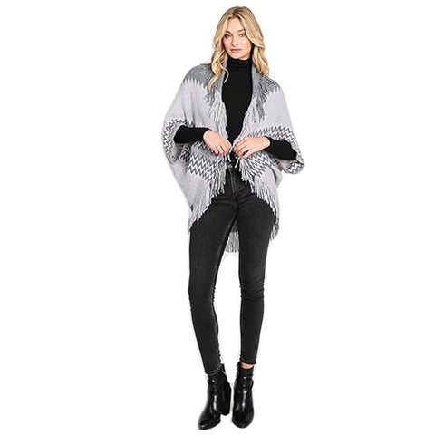 Women Winter Wool Women Cardigan Shrug Style Wrap Front Open Poncho