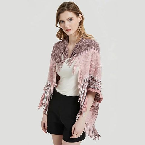 Women Winter Wool Women Cardigan Shrug Style Wrap Front Open Poncho