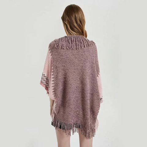 Women Winter Wool Women Cardigan Shrug Style Wrap Front Open Poncho