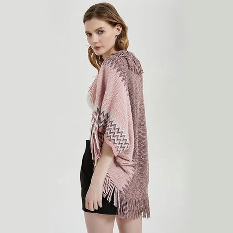 Women Winter Wool Women Cardigan Shrug Style Wrap Front Open Poncho