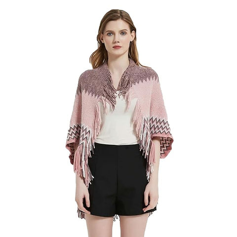 Women Winter Wool Women Cardigan Shrug Style Wrap Front Open Poncho