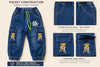 Denim Cargo Joggers for Infant Toddler Baby Boy n Girl