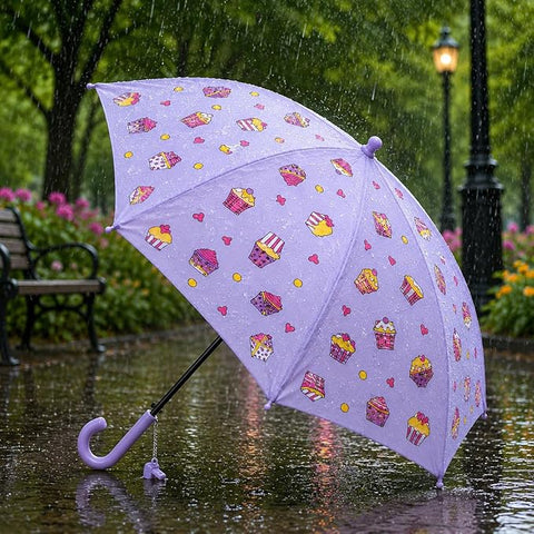 Kids Cupcake Colour Changing Magic Umbrella with Whistle