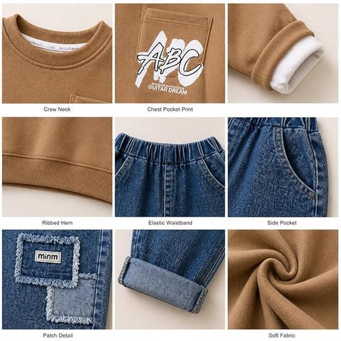 Boys Graphic Sweatshirt & Denim Jeans Co-ord Set