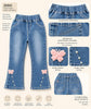 Girls Butterfly Embellished Flared Denim Jeans