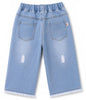 Girls Distressed Ribbed Denim Jeans