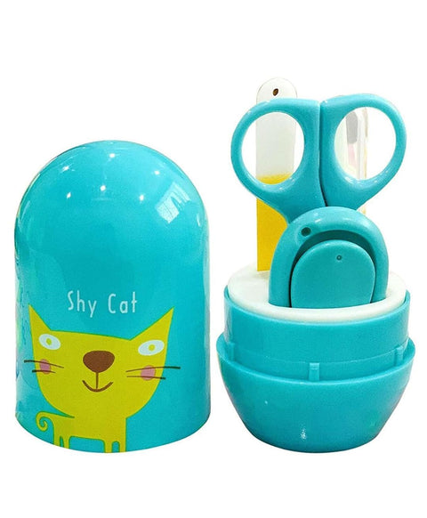 Baby Nail Care Kit with Cartoon Case with Scissors and Nail Clipper, Filer and Nose Tweezer (Sea Green)