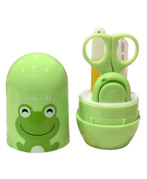 Baby Nail Care Kit with Cartoon Case with Scissors and Nail Clipper, Filer and Nose Tweezer (Lime Green)