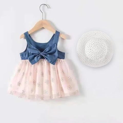 Girls Summer Sleeveless Floral Print Princess Frock Dress