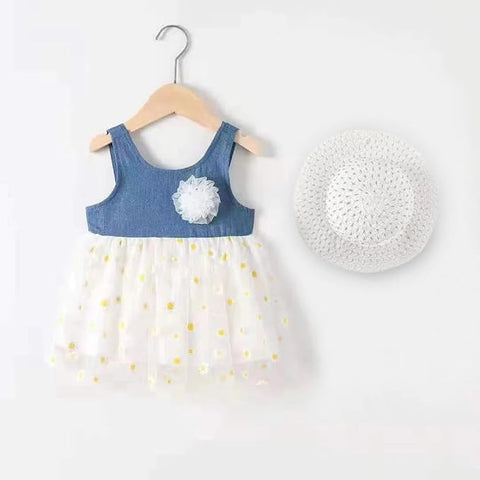 Girls Summer Sleeveless Floral Print Princess Frock Dress