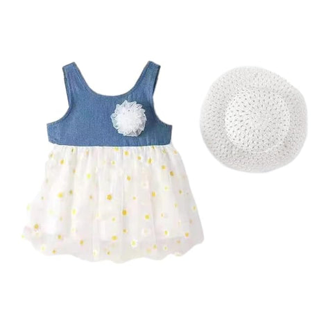 Girls Summer Sleeveless Floral Print Princess Frock Dress