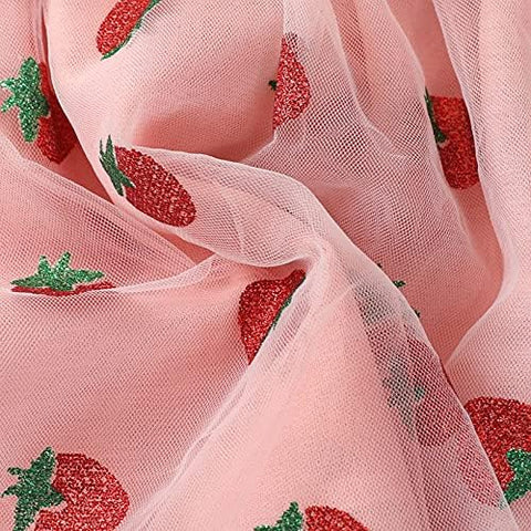 Girls Sleeveless Summer Cotton Net Berry Print Princess Frock Dress
