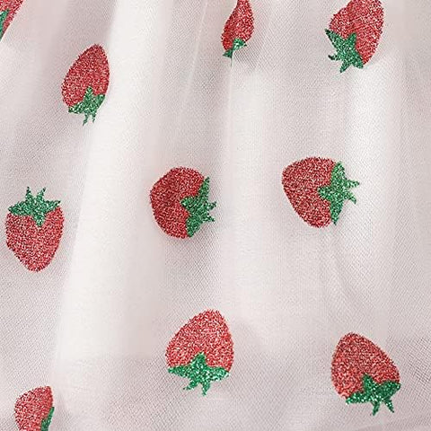 Girls Sleeveless Summer Cotton Net Berry Print Princess Frock Dress