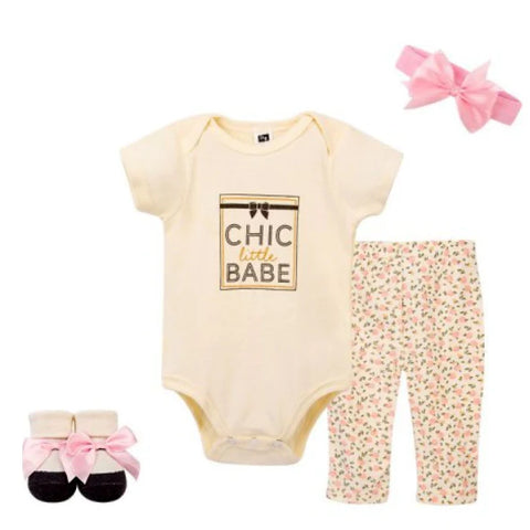 Pink Newborn Baby Girl 4Piece Layette Gift Set