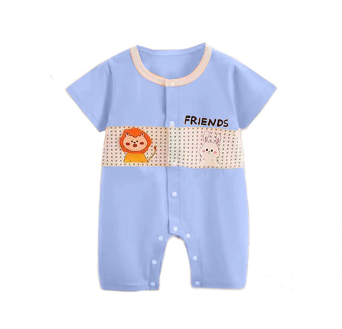 Half Sleeve Pure Cotton Cartoon Printed Onesie Romper Bodysuit for Newborn to Infant Kids