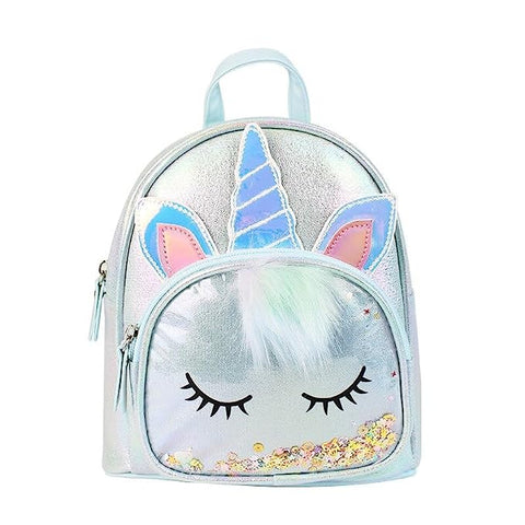 Girl’s Luxurious Shiny Shimmer Glitter Blue🦄 Unicorn Mini Bag Backpack Party Picnic Fancy Fashion School Bag Backpack for Girls
