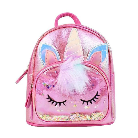 Girl’s Luxurious Shiny Shimmer Glitter Dark Pink 🦄Unicorn Mini Bag Backpack Party Picnic Fancy Fashion School Bag Backpack for Girls
