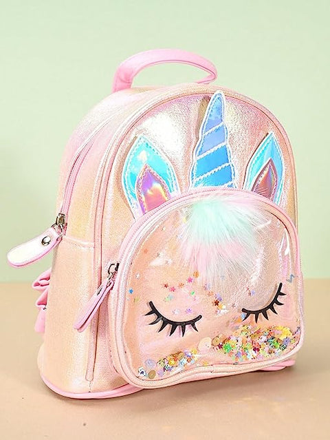 Girl’s Luxurious Shiny Shimmer Glitter Light Pink 🦄 Unicorn Mini Bag Backpack Party Picnic Fancy Fashion School Bag Backpack for Girls