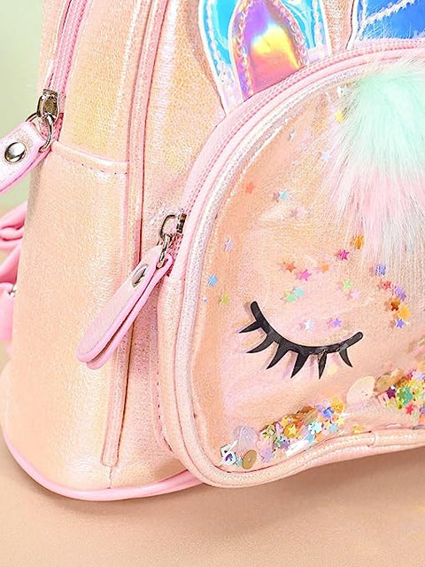 Girl’s Luxurious Shiny Shimmer Glitter Light Pink 🦄 Unicorn Mini Bag Backpack Party Picnic Fancy Fashion School Bag Backpack for Girls