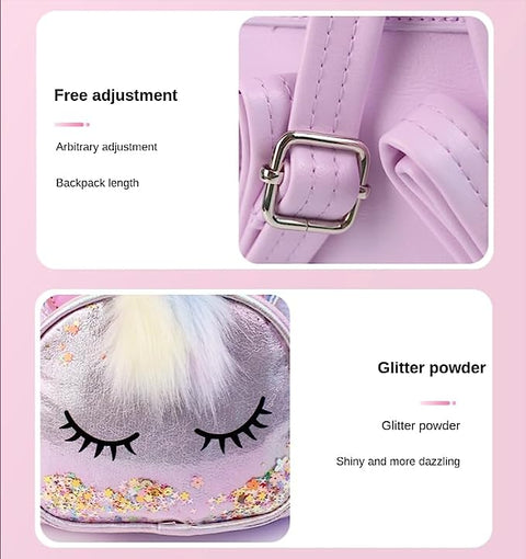 Girl’s Luxurious Shiny Shimmer Glitter Purple 🦄💜 Unicorn Mini Bag Backpack Party Picnic Fancy Fashion School Bag Backpack for Girls
