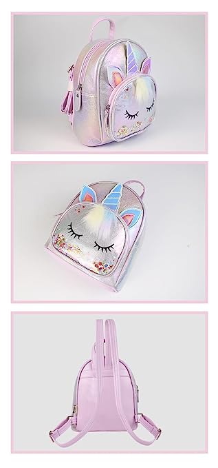 Girl’s Luxurious Shiny Shimmer Glitter Purple 🦄💜 Unicorn Mini Bag Backpack Party Picnic Fancy Fashion School Bag Backpack for Girls