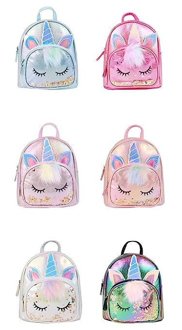 Girl’s Luxurious Shiny Shimmer Glitter Purple 🦄💜 Unicorn Mini Bag Backpack Party Picnic Fancy Fashion School Bag Backpack for Girls
