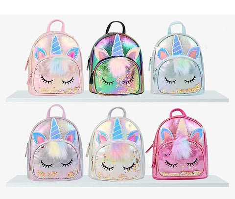 Girl’s Luxurious Shiny Shimmer Glitter White 🦄✨ Unicorn Mini Bag Backpack Party Picnic Fancy Fashion School Bag Backpack for Girls