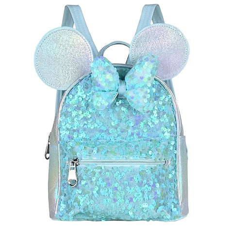 Girl’s Luxurious Shiny Sparkle Blue Glitter Sequins Cartoon Mini Bag Backpack Party Picnic Fancy Fashion School Bag Backpack for Girls