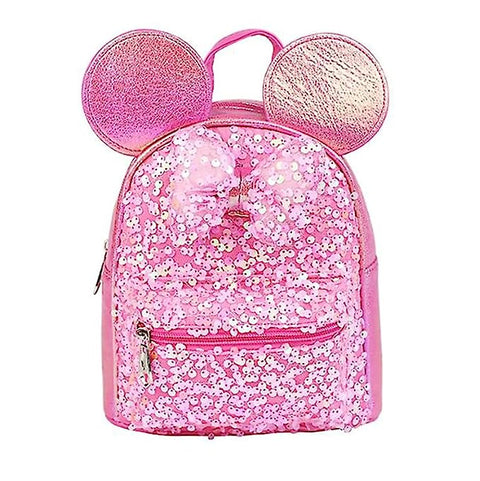 Girl’s Luxurious Shiny Dark Pink 💕Glitter Sequins Cartoon Mini Bag Backpack Party Picnic Fancy Fashion School Bag Backpack for Girls