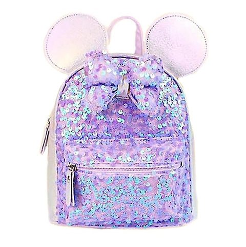 Girl’s Luxurious Shiny Purple 💜Glitter Sequins Cartoon Mini Bag Backpack Party Picnic Fancy Fashion School Bag Backpack for Girls