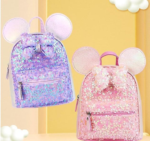 Girl’s Luxurious Shiny Purple 💜Glitter Sequins Cartoon Mini Bag Backpack Party Picnic Fancy Fashion School Bag Backpack for Girls