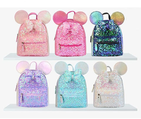 Girl’s Luxurious Shiny Purple 💜Glitter Sequins Cartoon Mini Bag Backpack Party Picnic Fancy Fashion School Bag Backpack for Girls