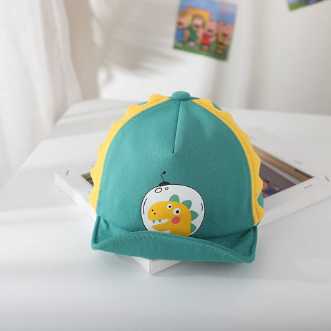 Kid's Teal Green Cartoon Dinosaur Summer Soft Brim Cotton Baseball Cap Sun Cap for Boys & Girls