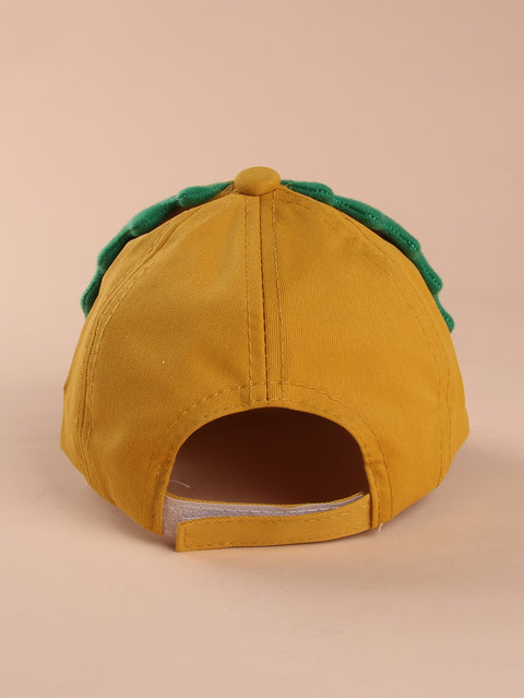 Kid's Mustard Yellow Cartoon Dinosaur Summer Soft Brim Cotton Baseball Cap Sun Cap for Boys & Girls