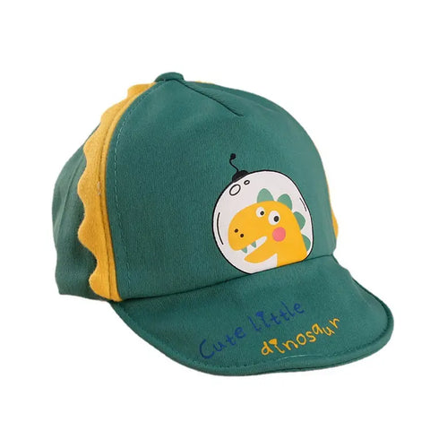 Kid's Teal Green Cartoon Dinosaur Summer Soft Brim Cotton Baseball Cap Sun Cap for Boys & Girls