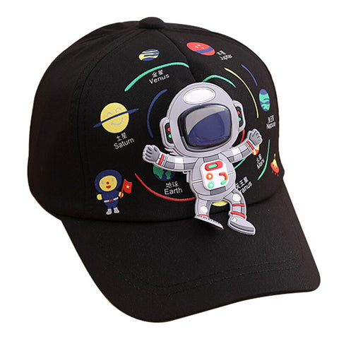 Kid's Space Adventure Classy Black Astronaut Sun Cap Hat with Visor for Girls and Boys