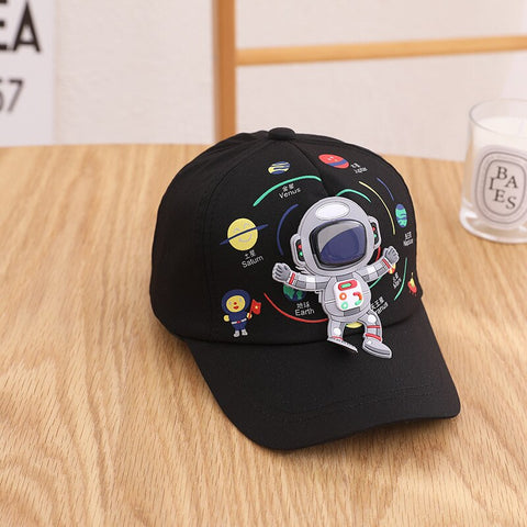 Kid's Space Adventure Classy Black Astronaut Sun Cap Hat with Visor for Girls and Boys