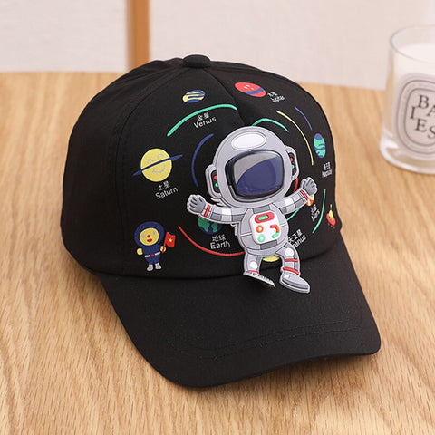 Kid's Space Adventure Classy Black Astronaut Sun Cap Hat with Visor for Girls and Boys