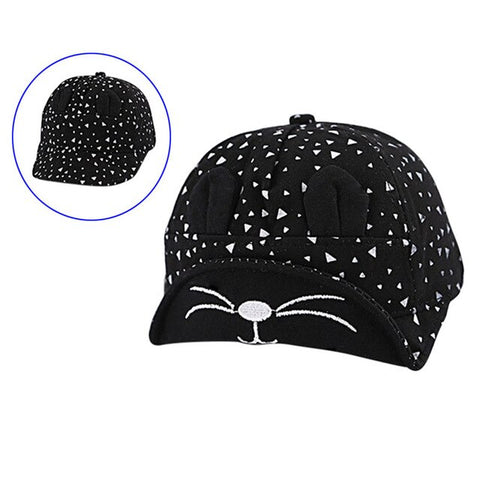 Cute Black 3D Ear Patch Children Boys Girls Sun Hat Cap Cotton Kids Summer Cap with Embroidered Visor for Infant Baby Boy Girl