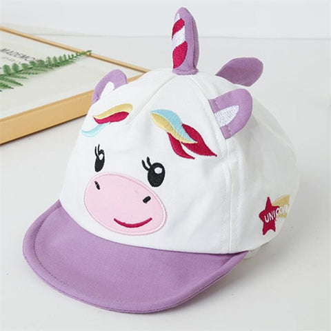 Kids Unicorn Flat Peak Cute Cap with Embroidery and 3D Details Sun Visor Cap Hat for Baby Boys and Girls