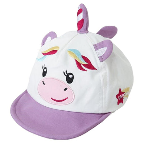 Kids Unicorn Flat Peak Cute Cap with Embroidery and 3D Details Sun Visor Cap Hat for Baby Boys and Girls