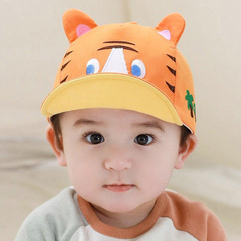 Kids Tiger Flat Peak Cute Cap with Embroidery and 3D Details Sun Visor Cap Hat for Baby Boys and Girls