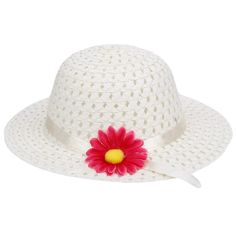 Girl's Off White Sun Bather Nylon Straw Braid Brim Fedora Hat with Matching Handbag Summer Beach Hat and Handbag for Young Girls