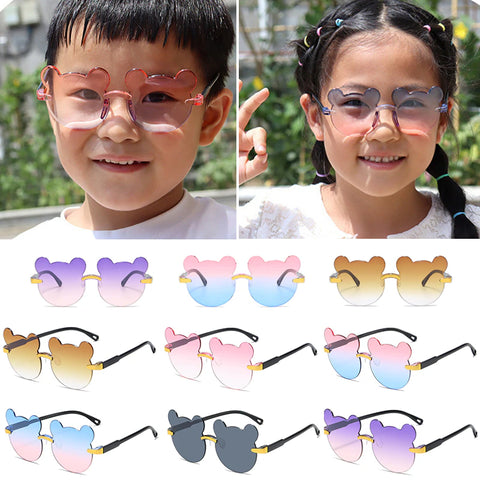 Trendy Rimless Cartoon Bear Sunglasses 🕶️ for Kids (Age 2-10) - Adorable Eye Protection! 🌞