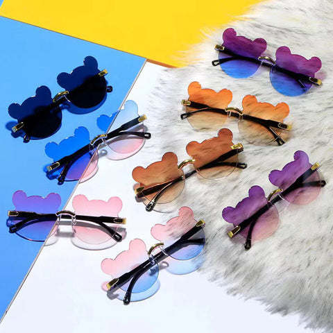 Trendy Rimless Cartoon Bear Sunglasses 🕶️ for Kids (Age 2-10) - Adorable Eye Protection! 🌞