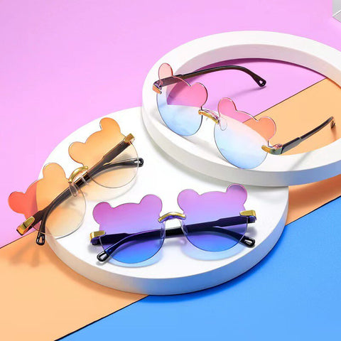 Trendy Rimless Cartoon Bear Sunglasses 🕶️ for Kids (Age 2-10) - Adorable Eye Protection! 🌞