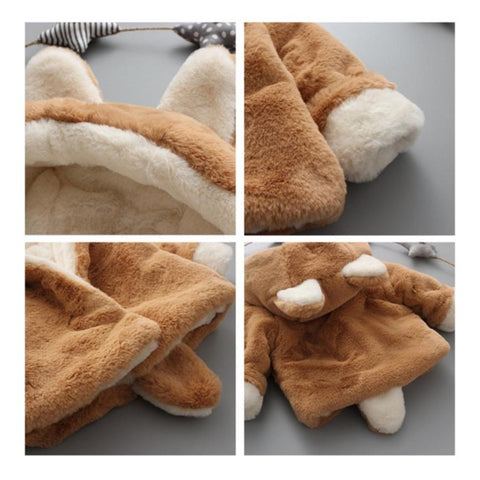 Warm Wool Fur Kid's Winter Outerwear Hood Jacket Coat Poncho for Infant Toddler Baby Boy Girl Kids