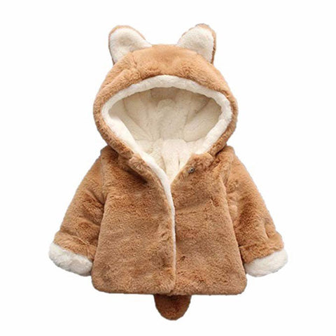 Warm Wool Fur Kid's Winter Outerwear Hood Jacket Coat Poncho for Infant Toddler Baby Boy Girl Kids
