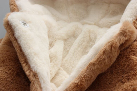 Warm Wool Fur Kid's Winter Outerwear Hood Jacket Coat Poncho for Infant Toddler Baby Boy Girl Kids